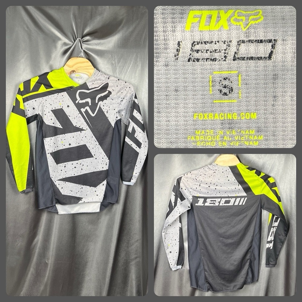 Fox Racing 180 Nirv Motocross Jersey Men's Small Grey / Hi-Vis #17257 MX ATV Y2K